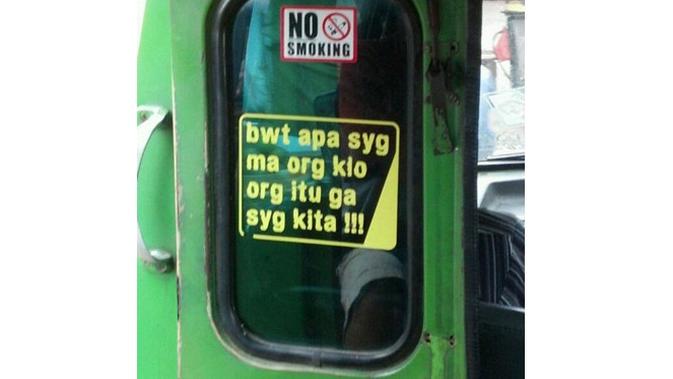 6 Tulisan Tentang Cinta di Angkot Ini Bikin Geleng Kepala (sumber: Twitter.com/kelpinn)