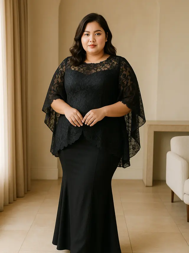 Model Kebaya Panjang Brokat untuk Orang Gemuk