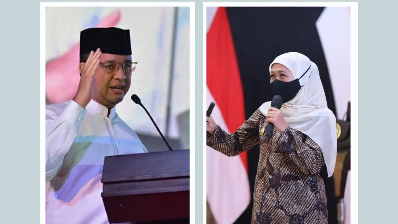 Anies Baswedan dan Gubernur Jatim Khofifah (kanan). (Istimewa)