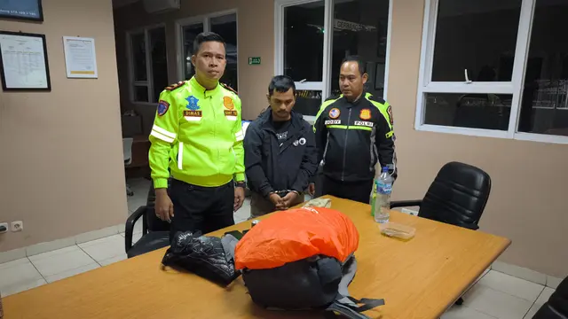 Pria berinisial MH, 25 tahun asal Medan, Sumatera Utara diamankan oleh tim PJR Ditlantas Polda Lampung. Foto : (Istimewa).