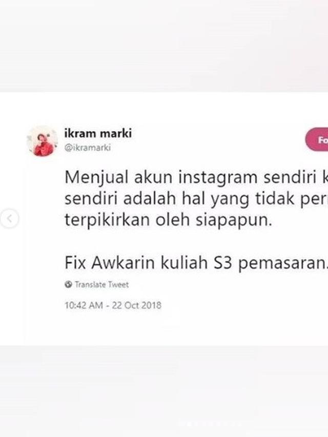 Cuitan kocak Awkarin (foto: @ikramarki)