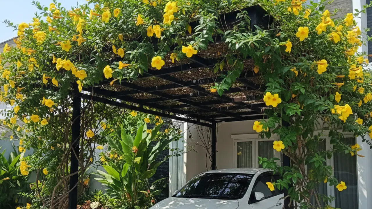Ide Tanaman Rambat untuk Carport. AI