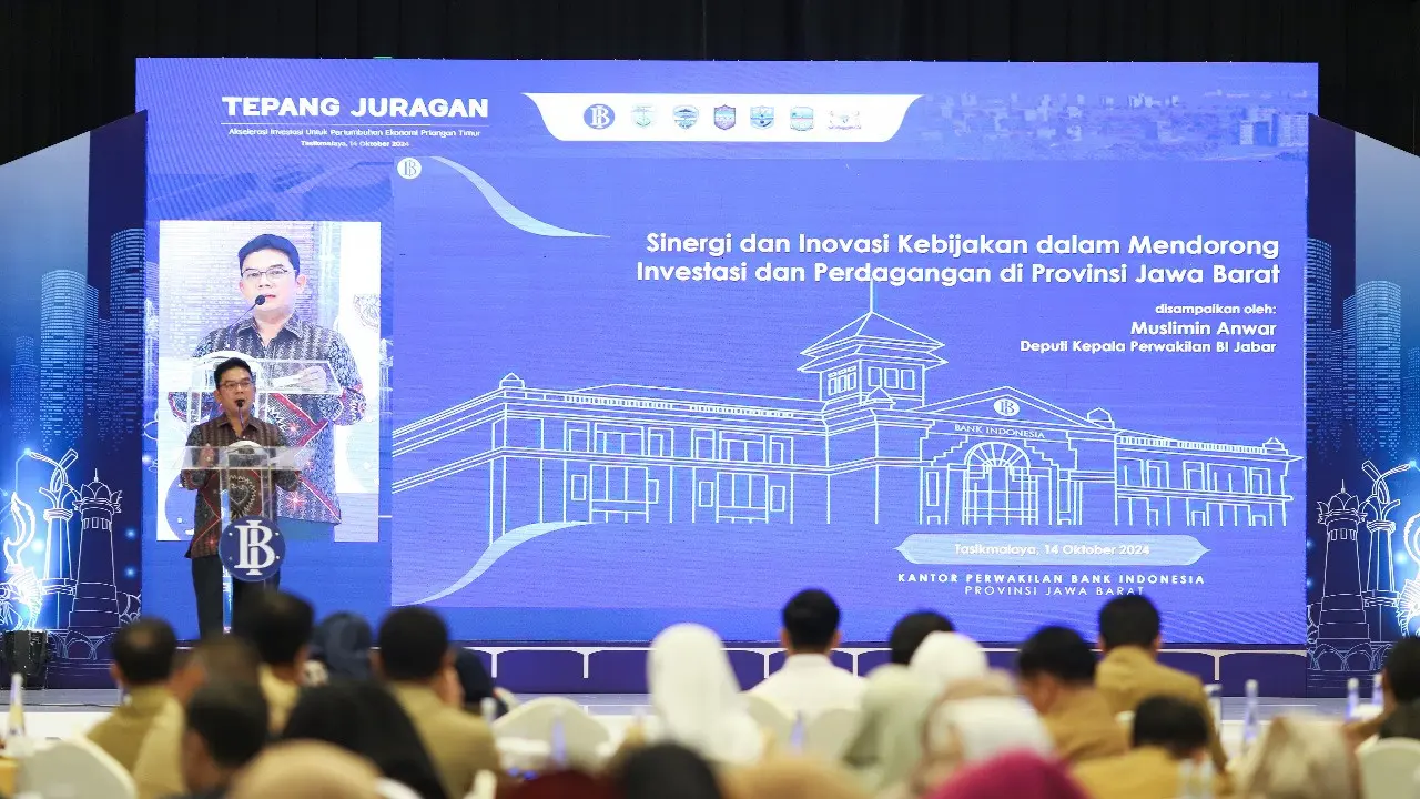 BI Kpw Tasikmalaya bersama Kadin Tasikmalaya, Jawa Barat menyelenggarakan Tepang Juragan Investment Forum dan Business Matching Priangan Timur 2024. (Liputan6.com/Jayadi Supriadin)