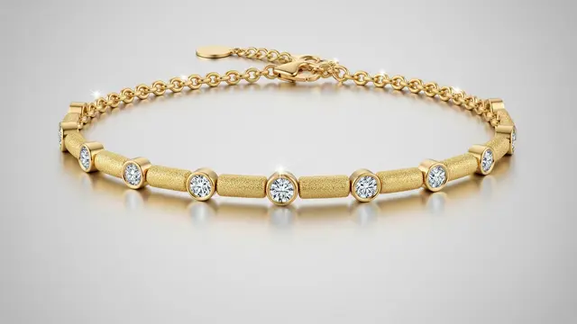 Gelang Emas Rantai Pasir dengan Berlian Mini