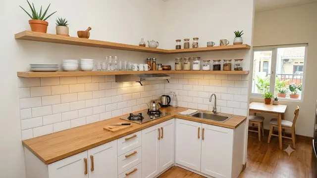 Inspirasi Dapur dengan Ambalan Sudut