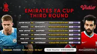 Jadwal Live Streaming Pertandingan Putaran Ketiga Piala FA 2020 / 2021 di Vidio: Aston Villa vs Liverpool