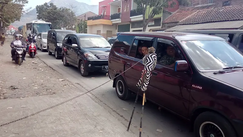 Topeng-Topeng Monyet Mengais Rupiah di Jalur Mudik Jabar Selatan 