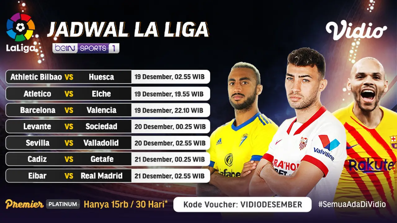 Jadwal La Liga Spanyol pekan ke-14