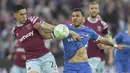 Kemenangan ini jadi modal penting bagi West Ham dalam misi melangkah ke final Liga Konferensi. (AP Photo/Kin Cheung)