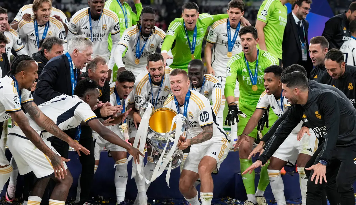 Di final Liga Champions 2023/2024, Real Madrid tampil dominan. (AP Photo/Frank Augstein)