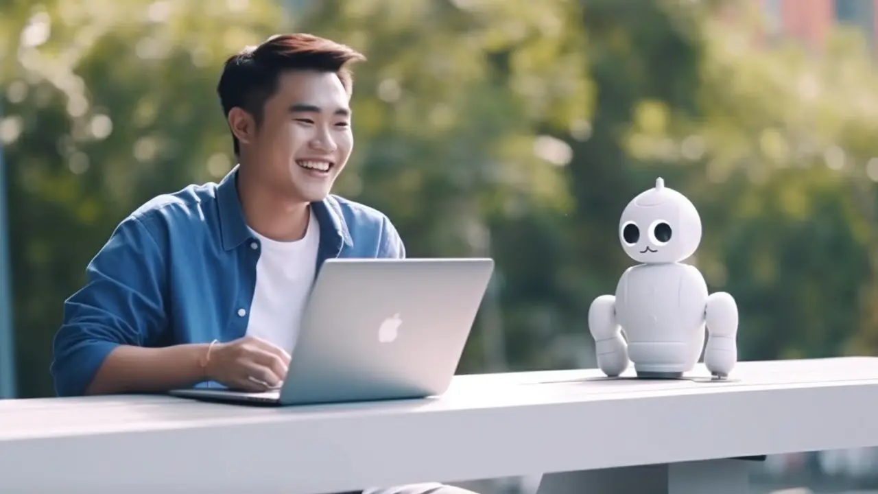 Ilustrasi bekerja dengan tool artificial intelligence.