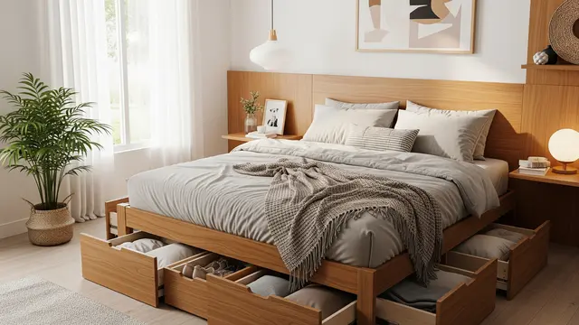 Kamar Tidur dengan Tempat Tidur Ber-laci