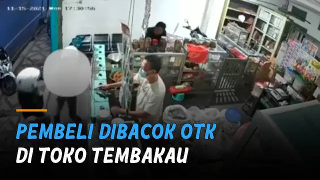 Detik-detik peristiwa pembacokan terekam CCTV.