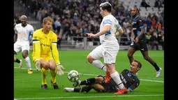 Nasri turut bermain dalam pertandingan amal antara para legenda Marseille dengan tim yang dibentuk oleh UNICEF. Tak pelak, foto-foto Nasri dengan badan gendut pun viral di media sosial. (AFP/Nicolas Tucat)