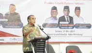 Sekjen Partai Gerindra Ahmad Muzani dalam seminar kebangkitan nasional bertema, Peran dan Kontribusi Umat Islam dalam Program Transformasi Bangsa Indonesia Presiden Terpilih Prabowo Subianto di Bandung, Selasa (21/5/2024). (Tim News).
