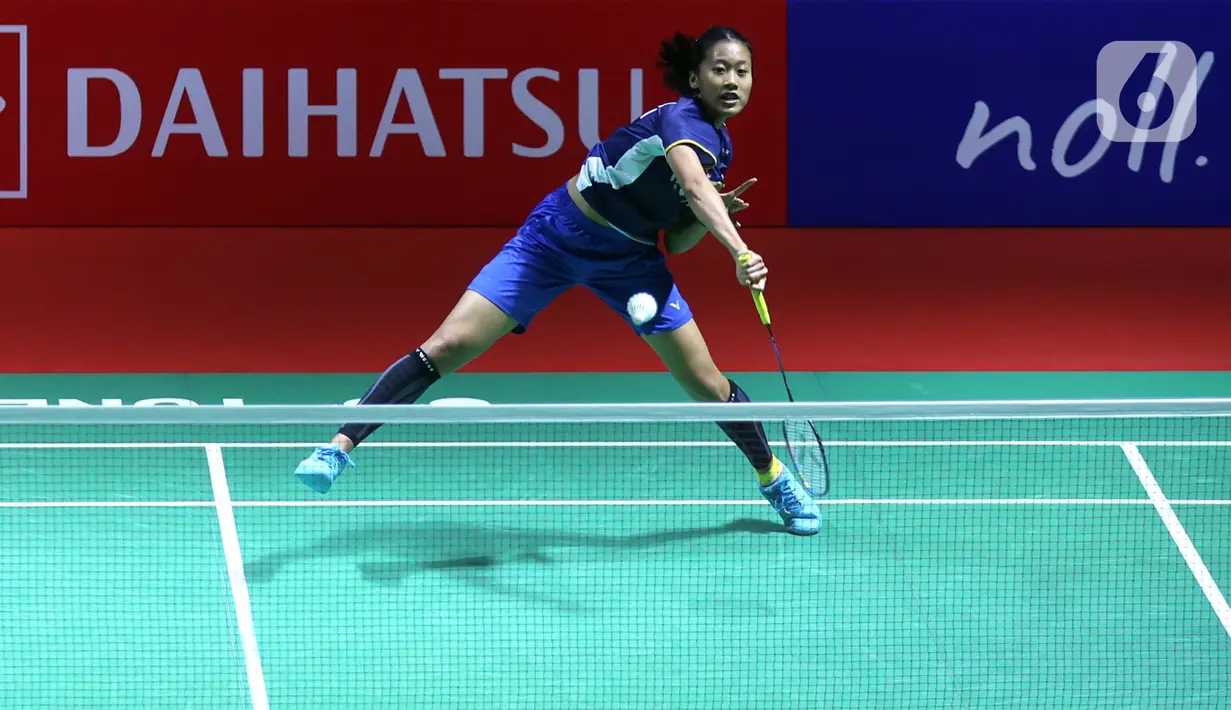 Di gim kedua partai babak 16 besar Indonesia Masters 2024, Nidaira merebut empat poin awal. Dia juga masih memimpin saat interval, 11-9. (Bola.com/M. Iqbal Ichsan)
