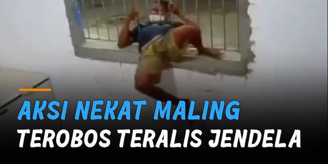 VIDEO: Aksi Nekat Maling Terobos Teralis Jendela yang Sempit, Sukses Gondol HP