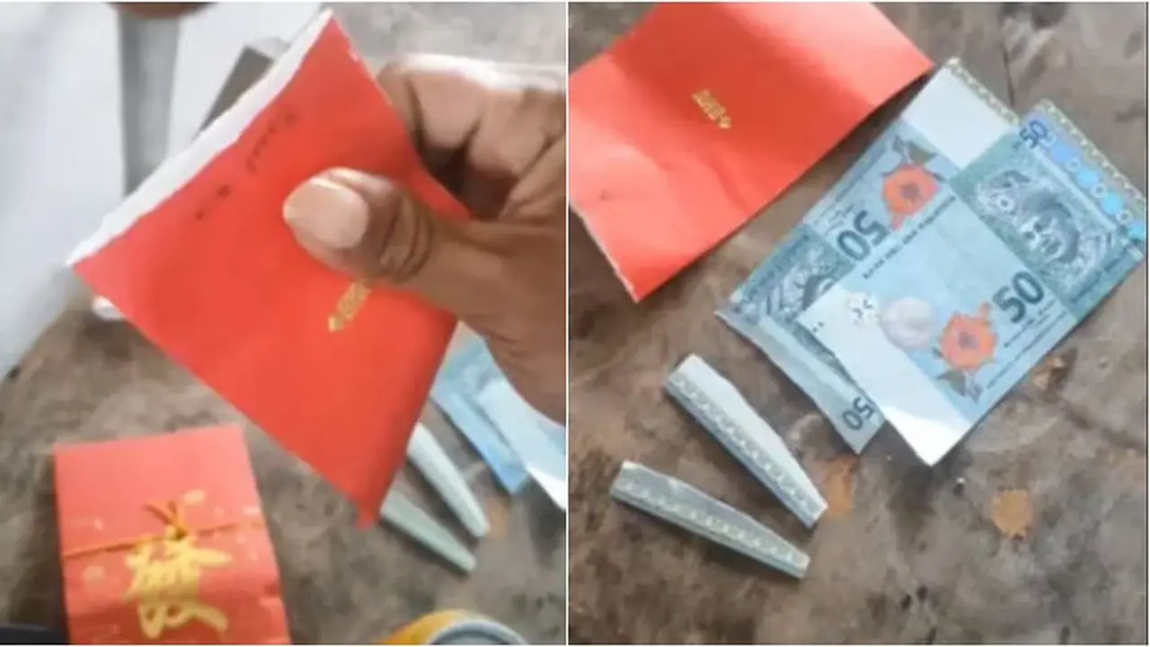 Buka Angpao Terlalu Cepat, Pria Ini Tak Sengaja Robek Uang Kertas di Dalamnya