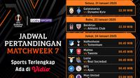 Jadwal pertandingan Liga Europa 2024/25 pada matchweek ke 7 di Vidio. (sum. doc. vidio.com)