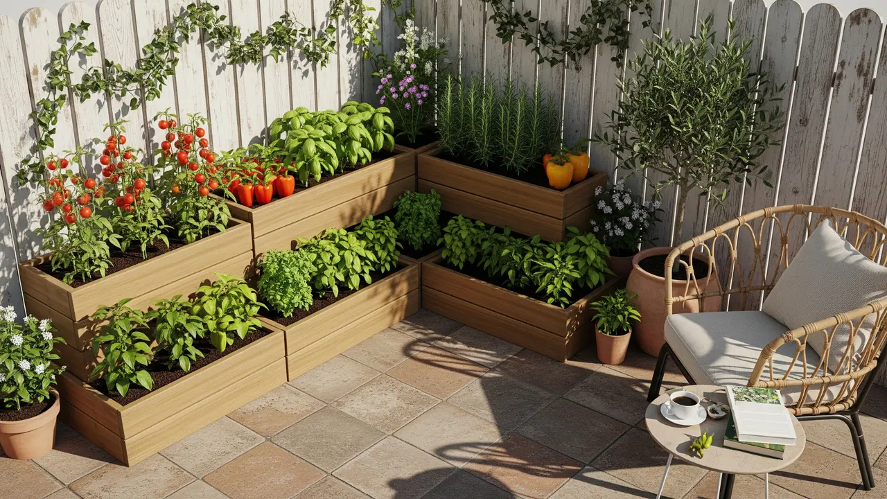 Ilustrasi Kebun Sayur Mini di Teras Rumah