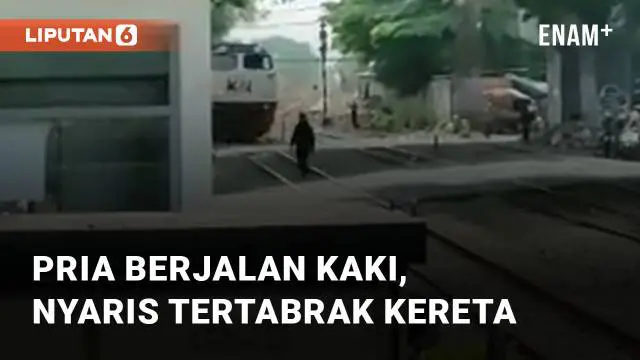 Aksi mengerikan dilakukan oleh seorang pria saat menyeberangi rel saat kereta api melintas