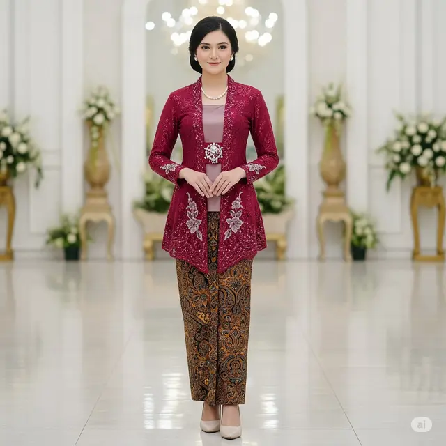 Baju Kondangan Burgundy. Foto: Gemini