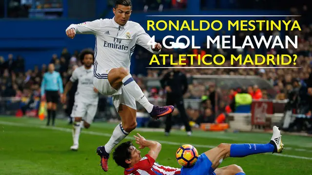 Video sundulan Cristiano Ronaldo yang nyaris menjadi gol ke-4 nya pada saat melawan Atletico Madrid, Sabtu (19/11/2016).