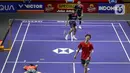 Fajar Alfian/Muhammad Rian Ardianto menjadi wakil Indonesia yang pertama melaju ke semifinal Indonesia Open 2025. (Liputan6.com/Herman Zakharia)