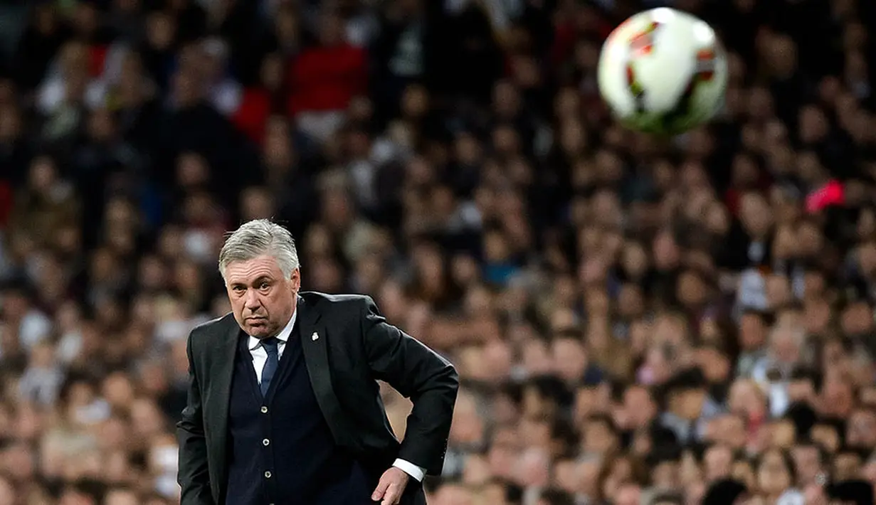 2. Carlo Ancelotti (Juni 2013-Mei 2015), 74,8%, salah satu pelatih sukses yang berhasil menukangi Real Madrid. (AFP/Dani Pozo)
