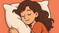 Ilustrasi seorang wanita sedang tidur. (Foto: OpenAI)