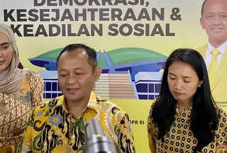 Sekretaris Jenderal Partai Golkar, Sarmuji pada peringatan HUT Fraksi Partai Golkar ke-58 di Kompleks Parlemen Senayan, Jakarta, Jumat (13/2/2026). (Foto: Liputan6.com/Delvira Hutabarat).
