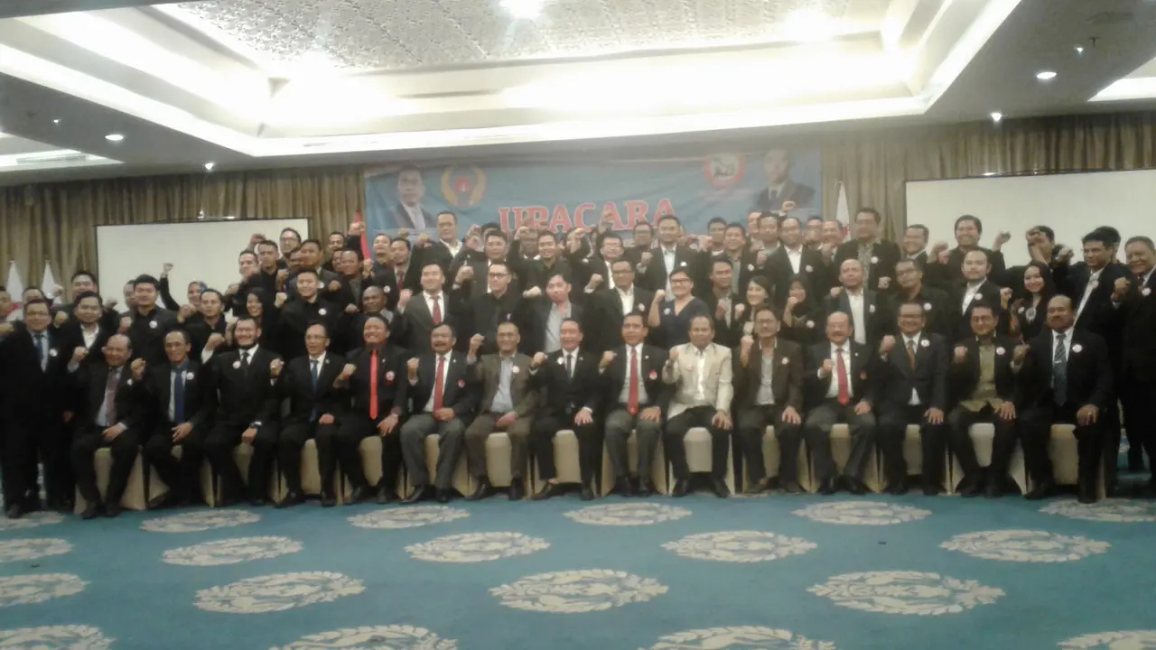 KONI Pusat melantik pengurus baru Persatuan Rugby Union Indonesia (PRUI) di Hotel Atlet Century, Senayan, Selasa (8/8/2017) malam. (Liputan6.com/Risa Rahayu Kosasih)