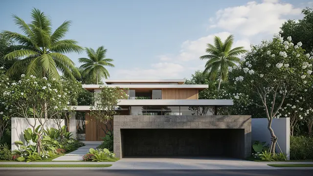 Gambar Rumah dengan Garasi Depan sebagai Penahan Suara