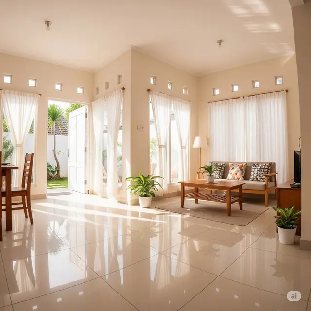 Rumah dengan Warna Netral & Reflektif