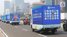 Mobil 11.11 melakukan konvoi di Jakarta, Kamis (7/11/2019). DANA menggelar konvoi Mobil 11.11 untuk merayakan momentum The Single's Day 11.11. (Liputan6.com/Herman Zakharia)