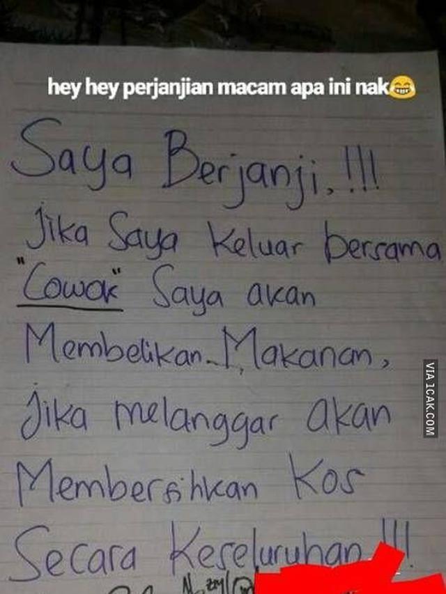 6 Surat Perjanjian Pacaran Ini Bikin Senyum Tipis, Langgar Langsung Putus