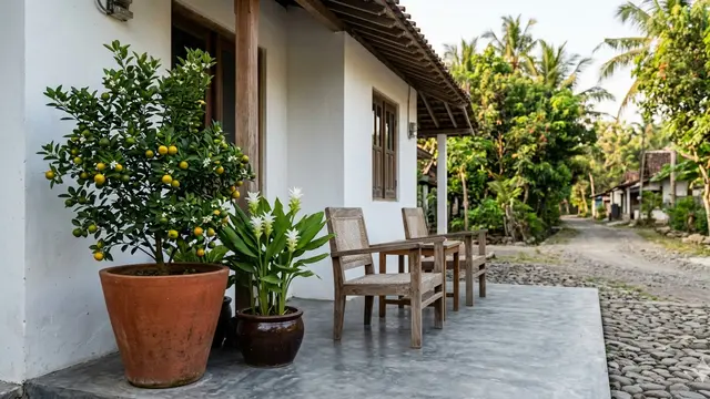 Inspirasi Kebun Buah Berbunga di Teras