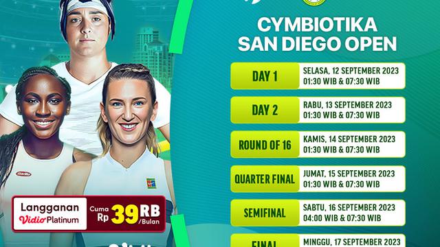 Jadwal Live Streaming WTA 500 Cymbiotika San Diego Open 2023 di Vidio, 12-17 September 2023