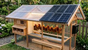 Desain Kandang Ayam dengan Panel Surya Mini. Gemini