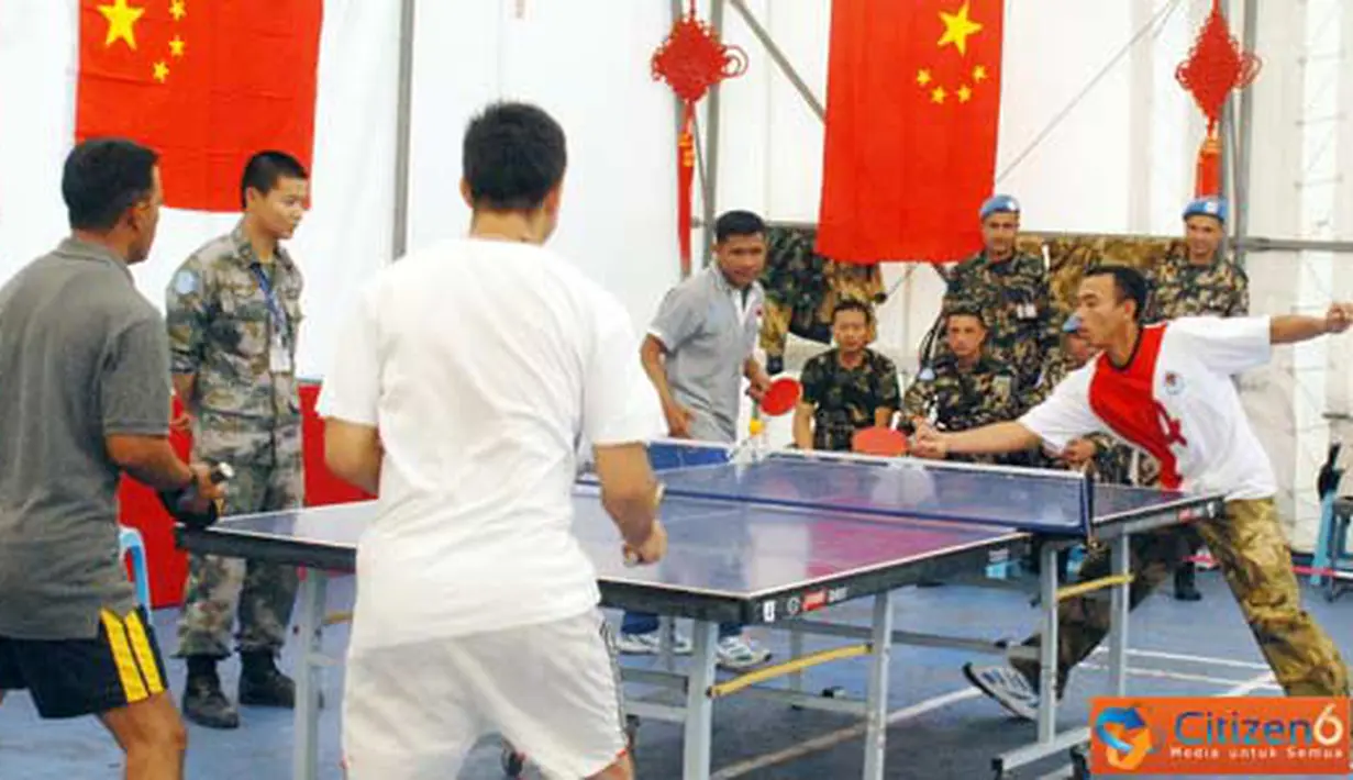 Citizen6, Lebanon: Pertandingan tenis meja ganda putra di Al Haniyah UN POSN 5-10, Lebanon Selatan.(Pengirim: Badarudin Bakri Badar) 