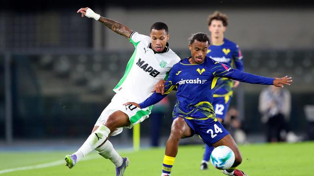 Duel Hellas Verona vs Sassuolo di pekan keenam Serie A 2025/2026 di Marcantonio Bentegodi, Sabtu (04/10/2025). (Paola Garbuio/LaPresse via AP Photo)