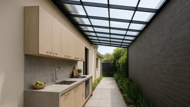 7 Desain Dapur Semi Outdoor dengan Atap Transparan, Terang Alami dan Estetik