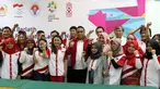 Chief de Mission (CdM) Asian Games 2018 Komjen Pol Syafruddin foto bersama saat mengunjungi pelatnas cabor Bridge di Wisma PKBI, Jakarta, Rabu (25/4). Kunjungan tersebut untuk memantau persiapan jelang laga Asian Games 2018. (Liputan6.com/Arya Manggala)