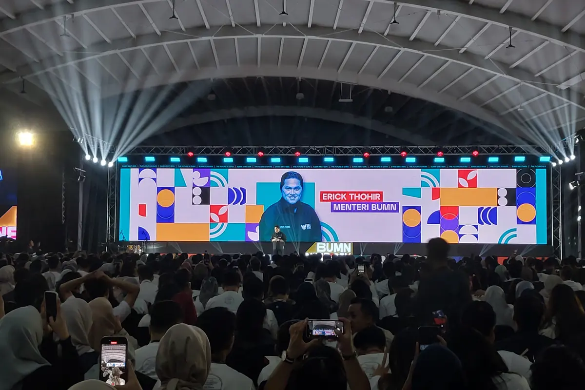 Menteri BUMN Erick Thohir pada acara BUMN NextGen, Selasa (13/2/2024). (Foto: Liputan6.com/Arief RH)