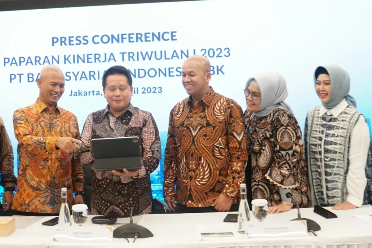 Konfrensi pers paparan kinerja kuartal I 2023 PT Bank Syariah Indonesia Tbk (BRIS), Kamis (27/4/2023). (Foto: Bank Syariah Indonesia)