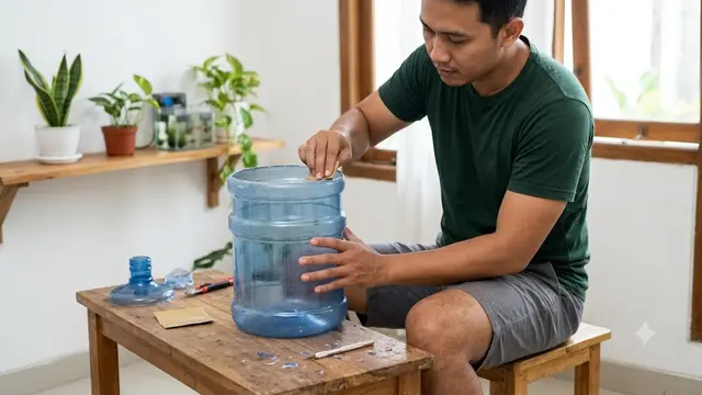 Cara Membuat Kolam Mini dari Galon Bekas untuk Ikan Guppy (AI Generated)