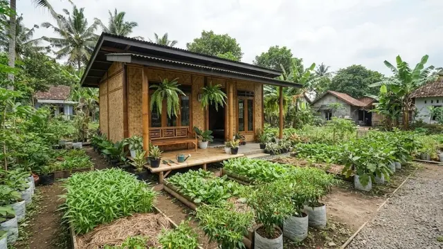 Inspirasi Rumah Desa Sederhana dengan Taman Kecil