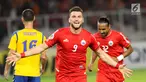 Pemain Persija Marko Simic berlari merayakan gol yang dicetaknya ke gawang Tampines Rovers pada laga grup H Piala AFC 2018 di Stadion GBK, Jakarta, Rabu (28/2). Babak pertama Persija unggul 2-0. (Liputan6.com/Helmi Fithriansyah)