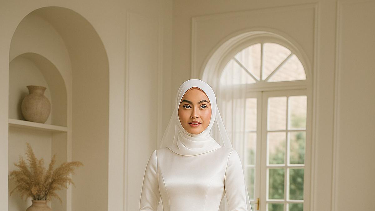7 Model Gamis Motif Bunga dan Dress Putih Elegan untuk Pesta Pernikahan Islami 2025