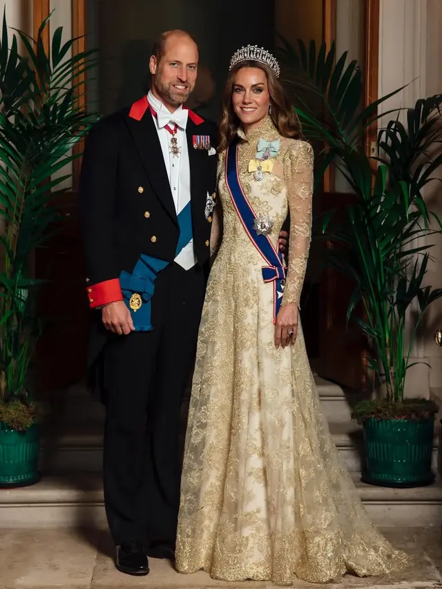 Kate Middleton saat hadir acara jamuan Donald Trump di Kerajaan Inggris. [@princeandprincessofwales/@MattPorteous]